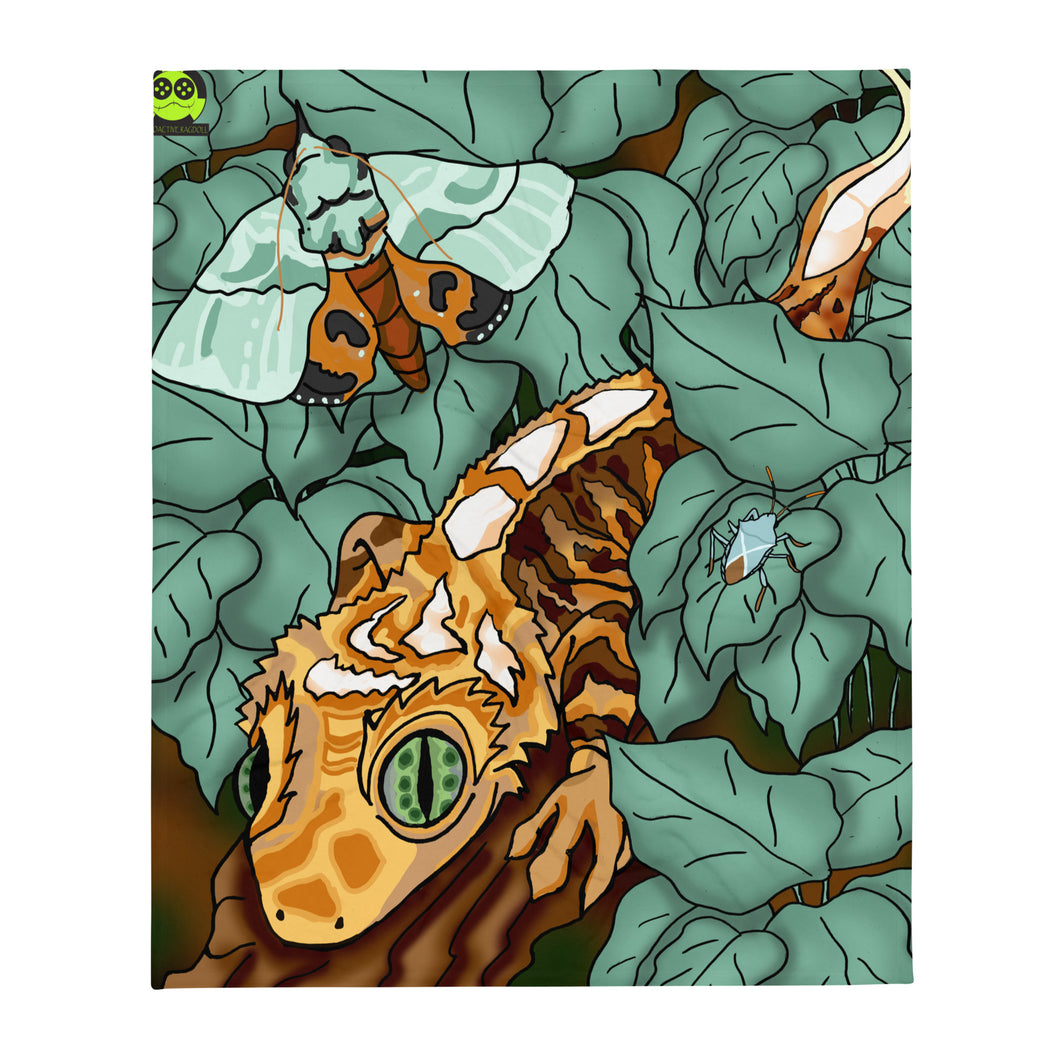 Repty Friends: Crested Gecko Throw Blanket